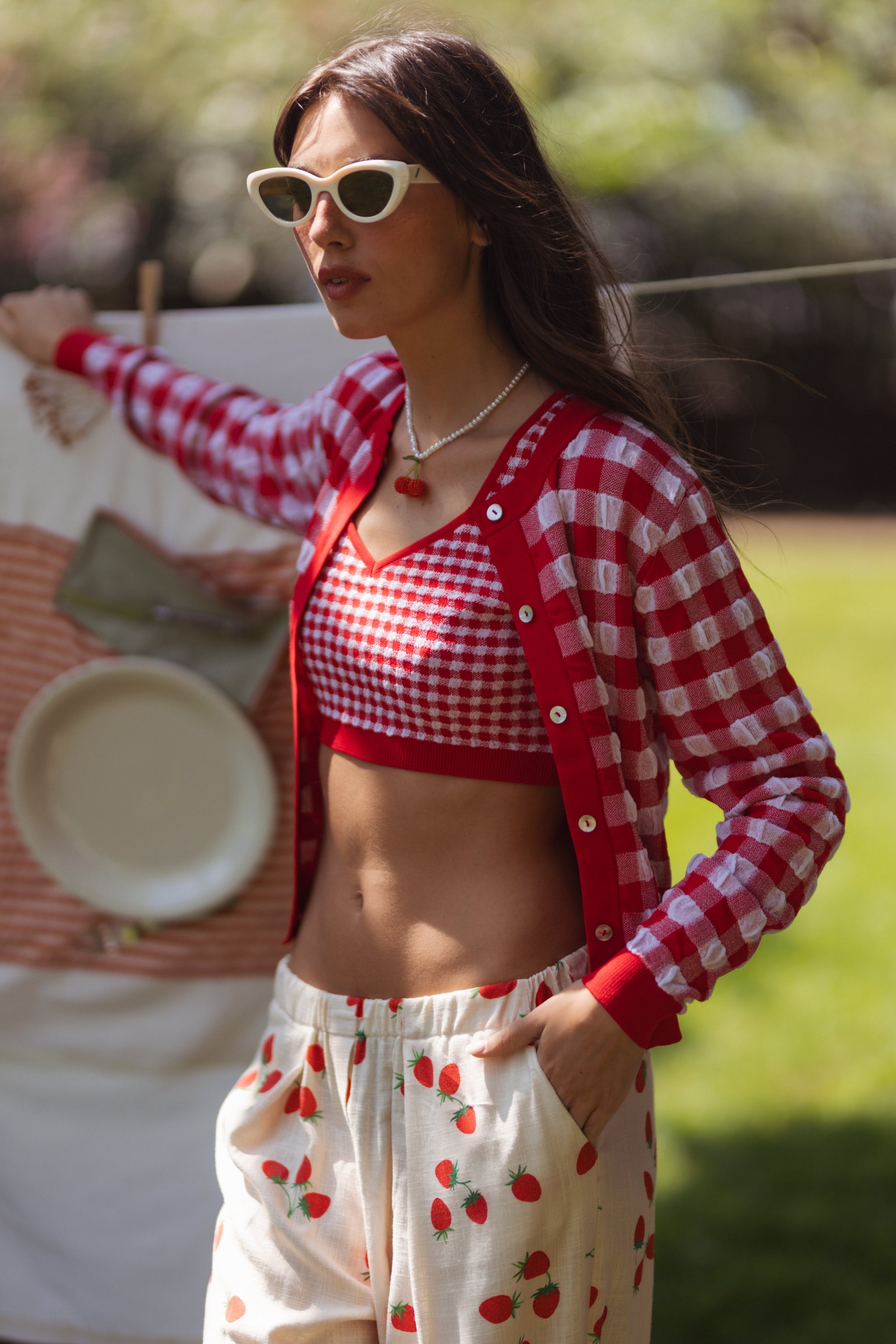 POPPY cardigan - RED VICHY – SIENNA - Designed in Lisbon