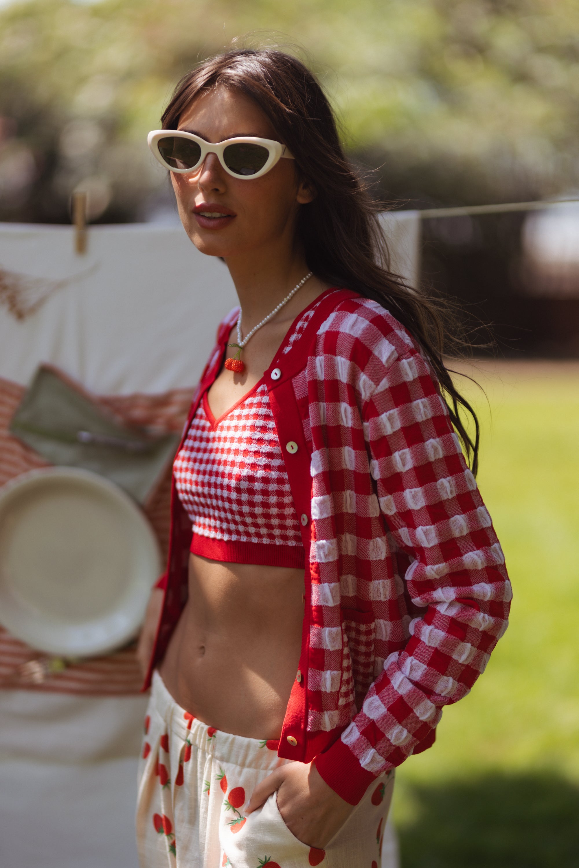 POPPY cardigan - RED VICHY – SIENNA - Designed in Lisbon