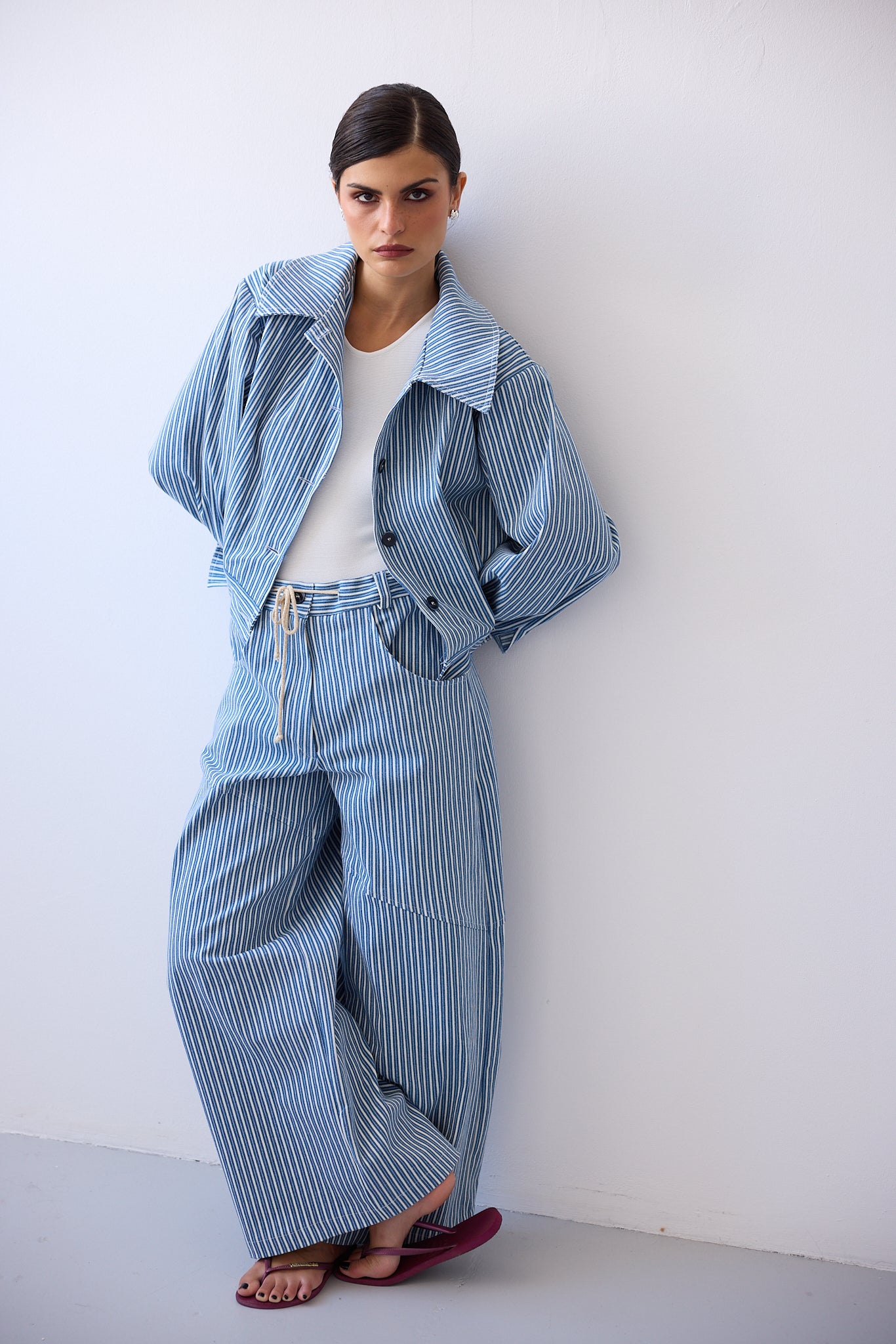 LOUISE trousers - STRIPPED DENIM – SIENNA - Designed in Lisbon